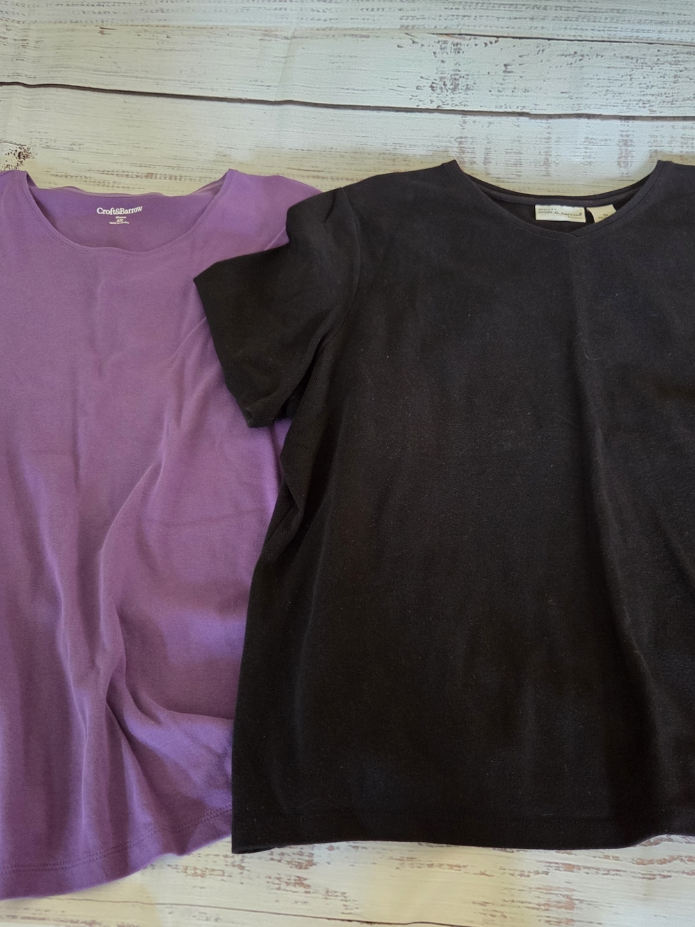 croft & barrow Womens' Short Sleeve Tees in Purple and Black